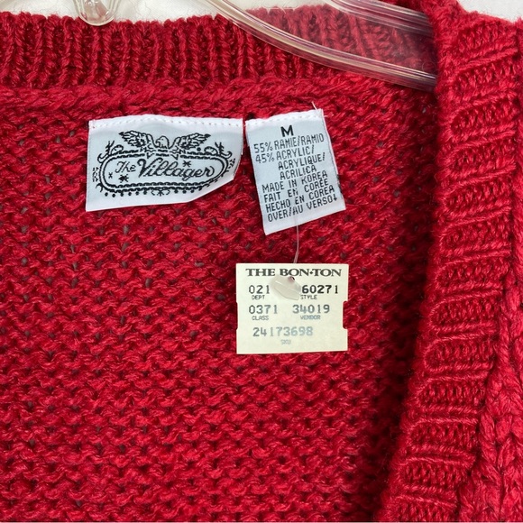 Vintage The Villager M Medium Hand Knit Ugly Christmas Sweater Vest Button NOS - Picture 2 of 8